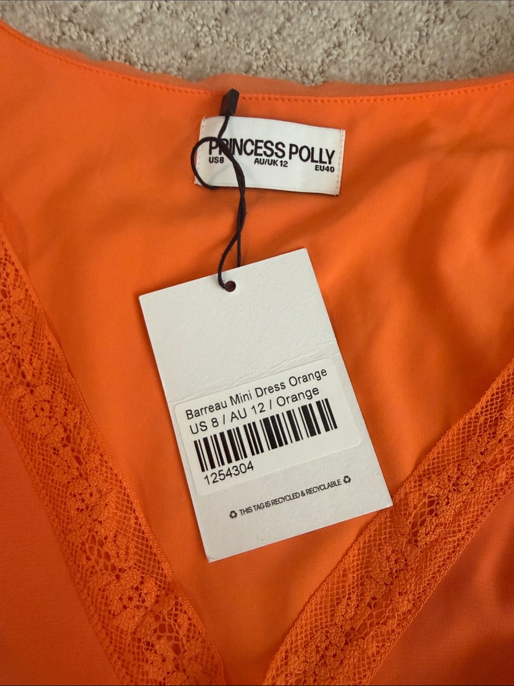 Princess Polly Bright Orange Ruffle-Trim Chiffon Slip - Picture 2 of 2